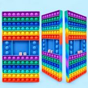 DPN RACKS Pop It & Push Fidget Two Player Dice Board Game for Kids - Rainbow Color